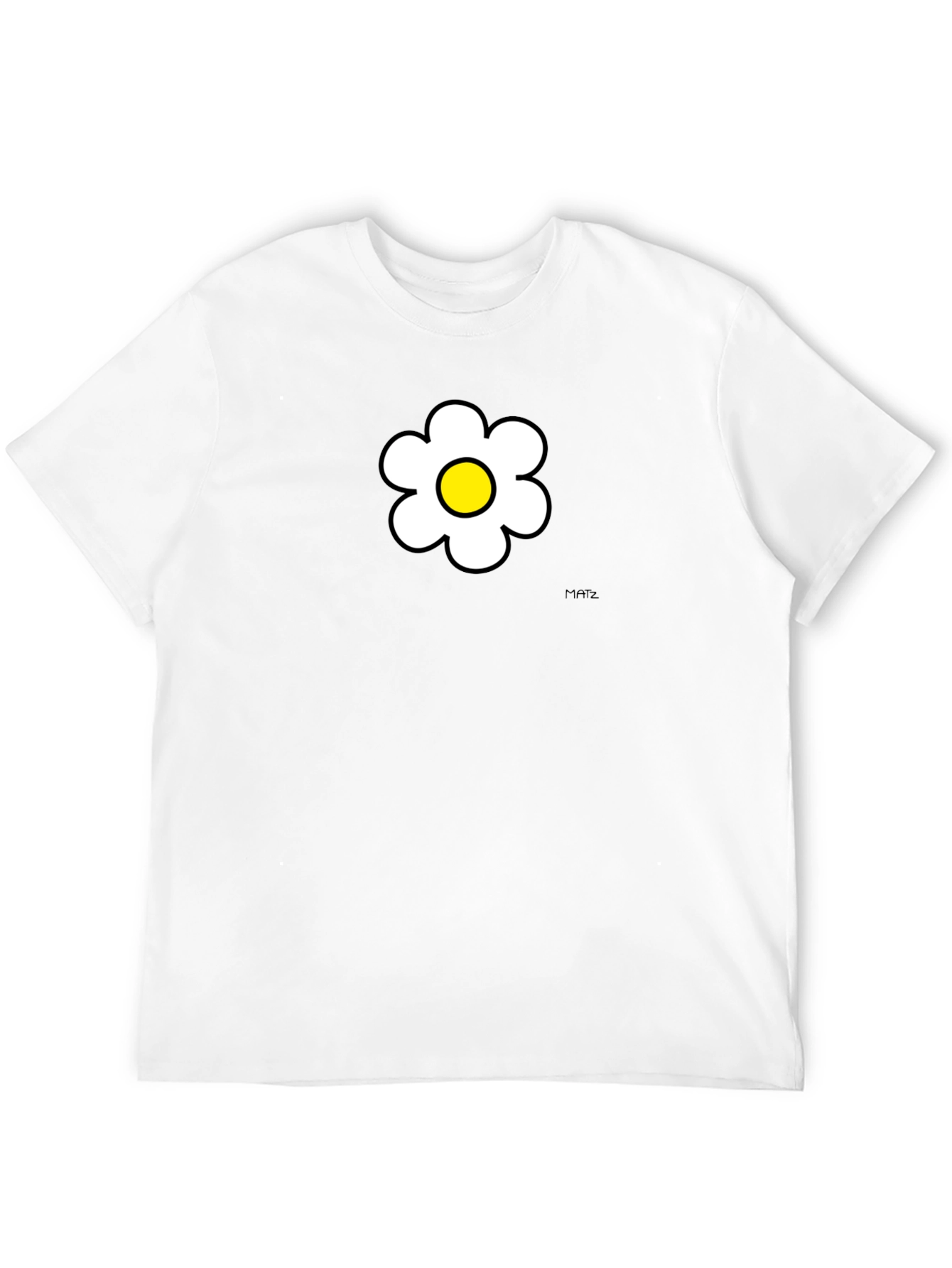 Daisy Flower Graphic Tee - Black Cotton Casual Shirt