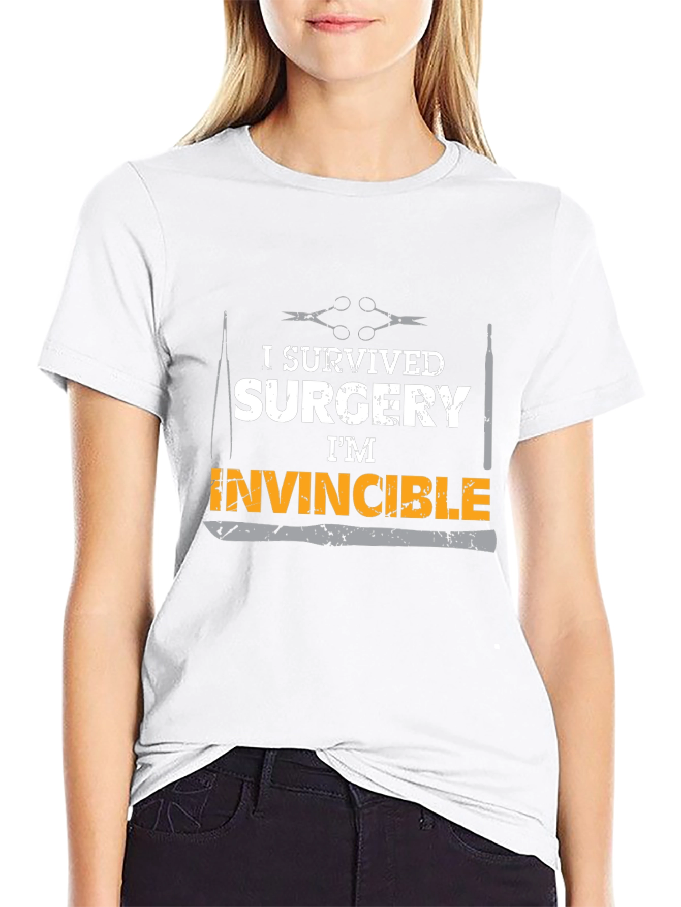 I Survived Surgery Im Invincible Black T-Shirt