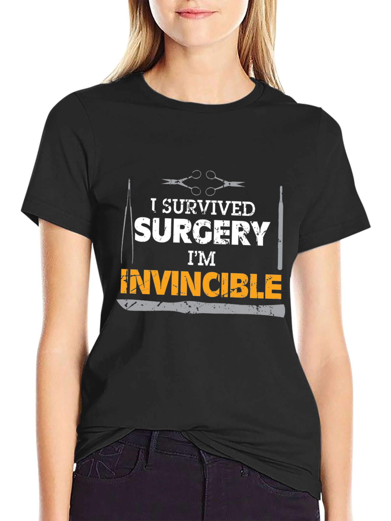 I Survived Surgery Im Invincible Black T-Shirt