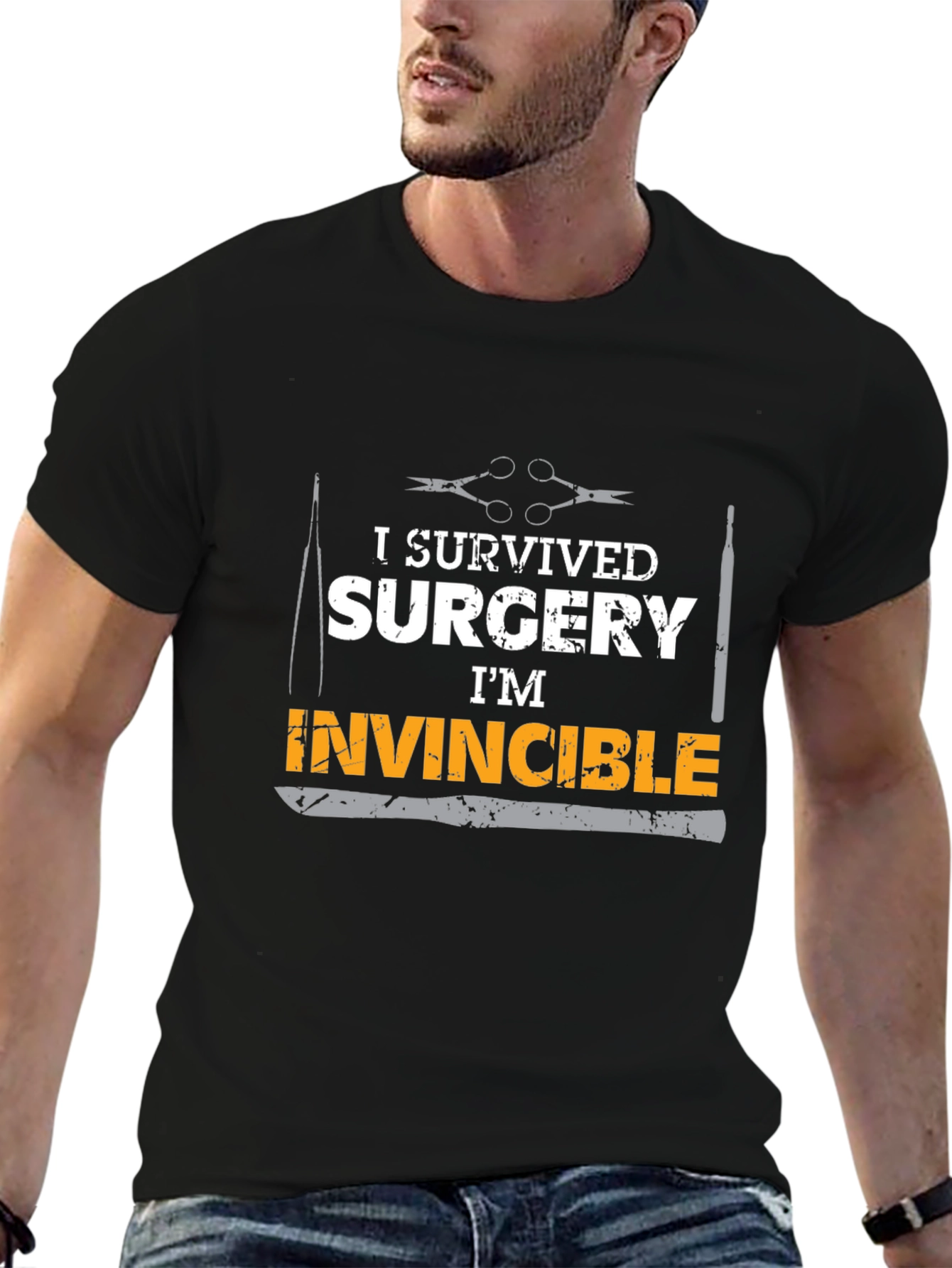 I Survived Surgery Im Invincible Black T-Shirt