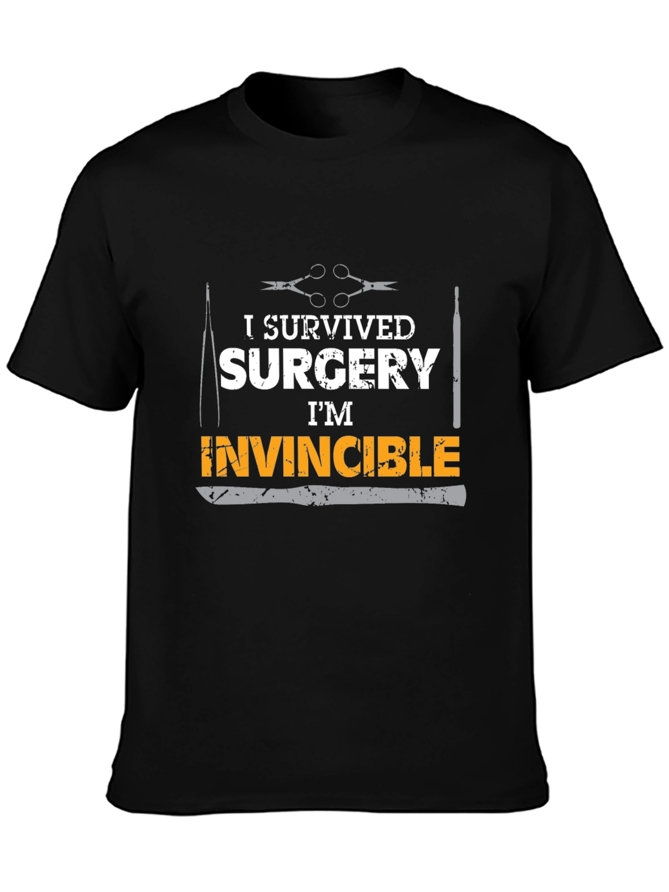 I Survived Surgery Im Invincible Black T-Shirt