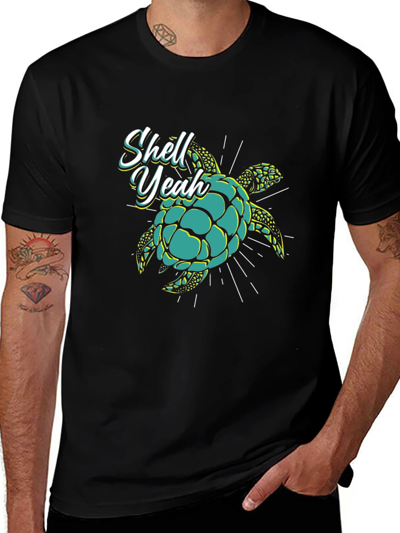 Shell Yeah Turtle Graphic T-Shirt - Black