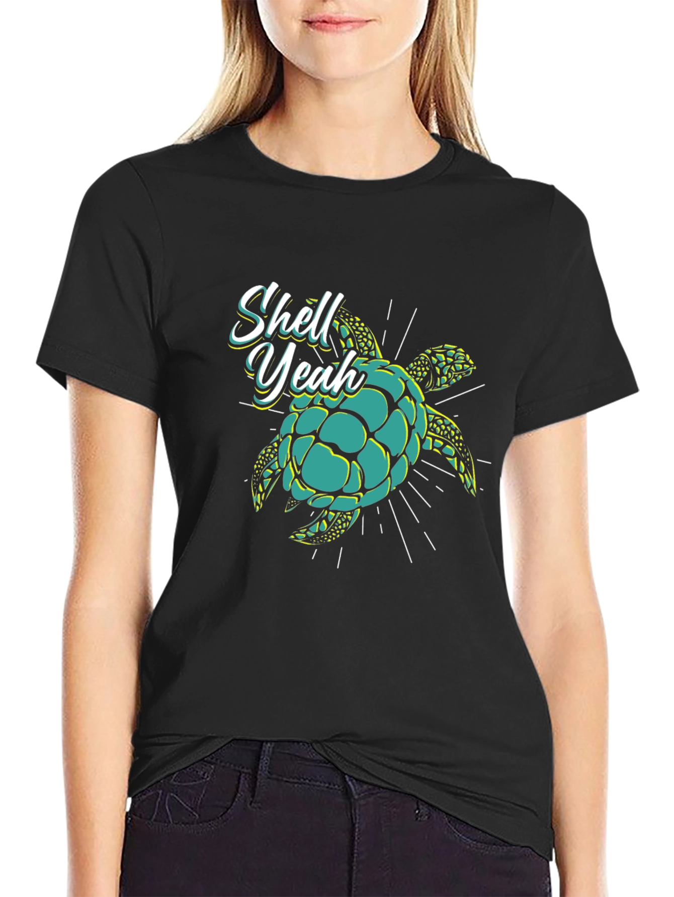 Shell Yeah Turtle Graphic T-Shirt - Black