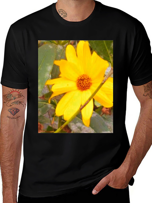 Sunflower Print Black T-Shirt