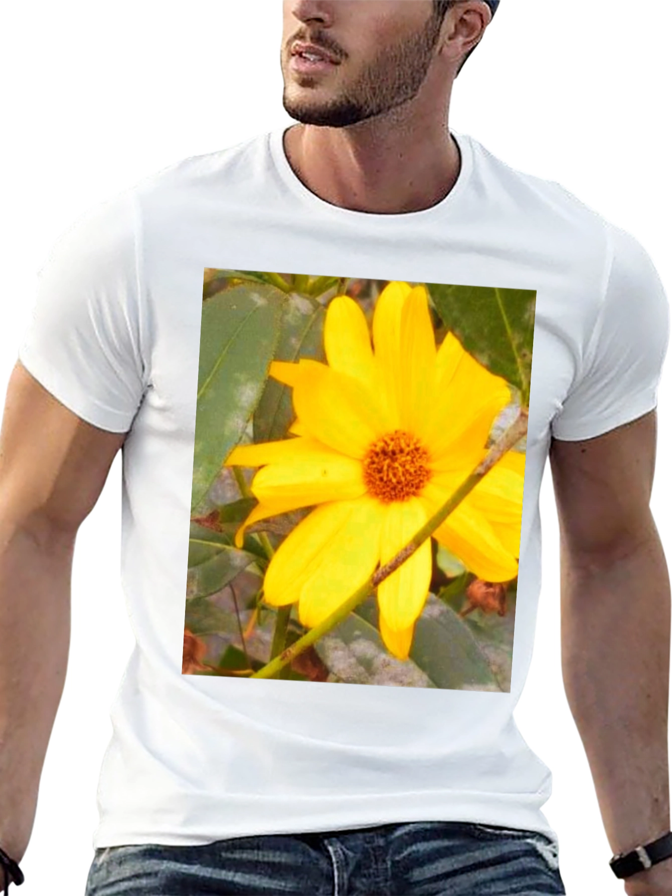 Sunflower Print Black T-Shirt