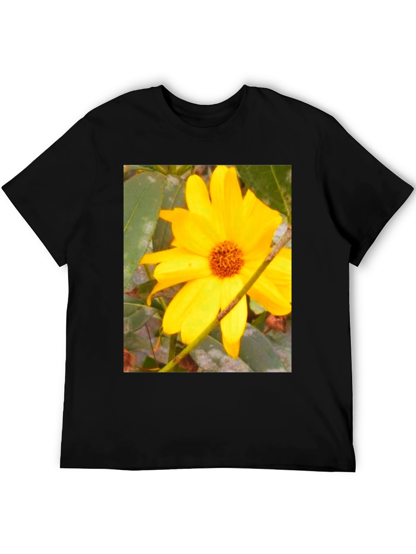 Sunflower Print Black T-Shirt