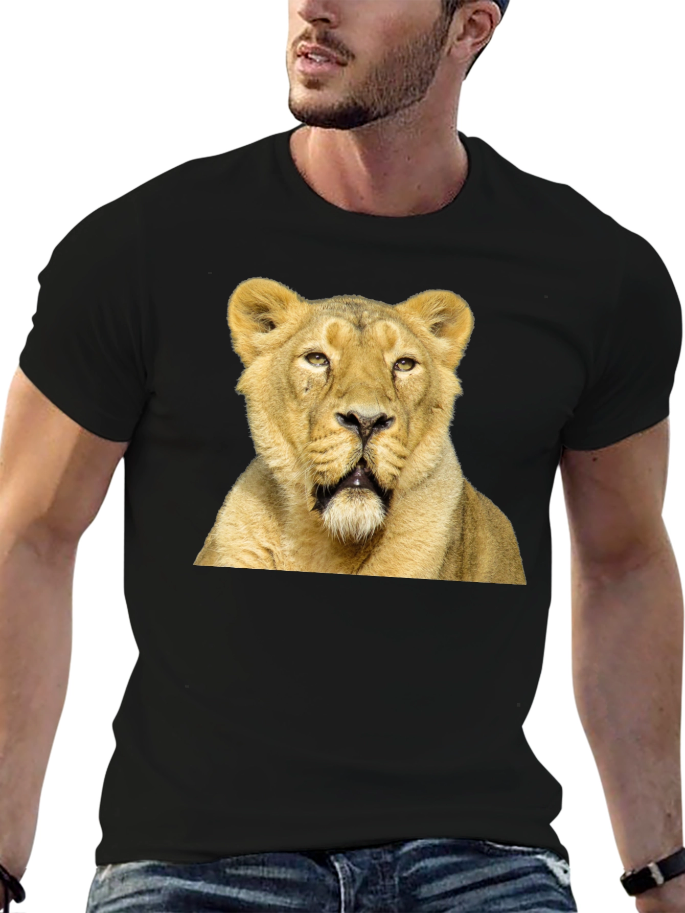 Lion Graphic T-Shirt - Black Cotton Tee