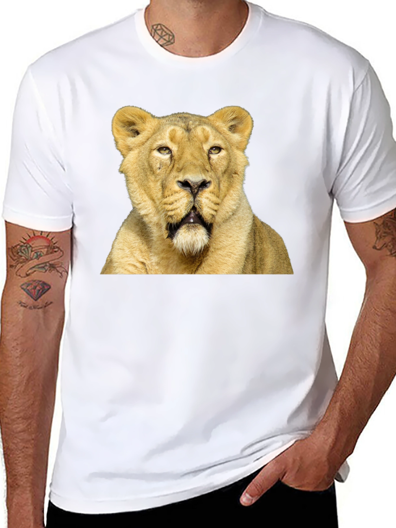Lion Graphic T-Shirt - Black Cotton Tee
