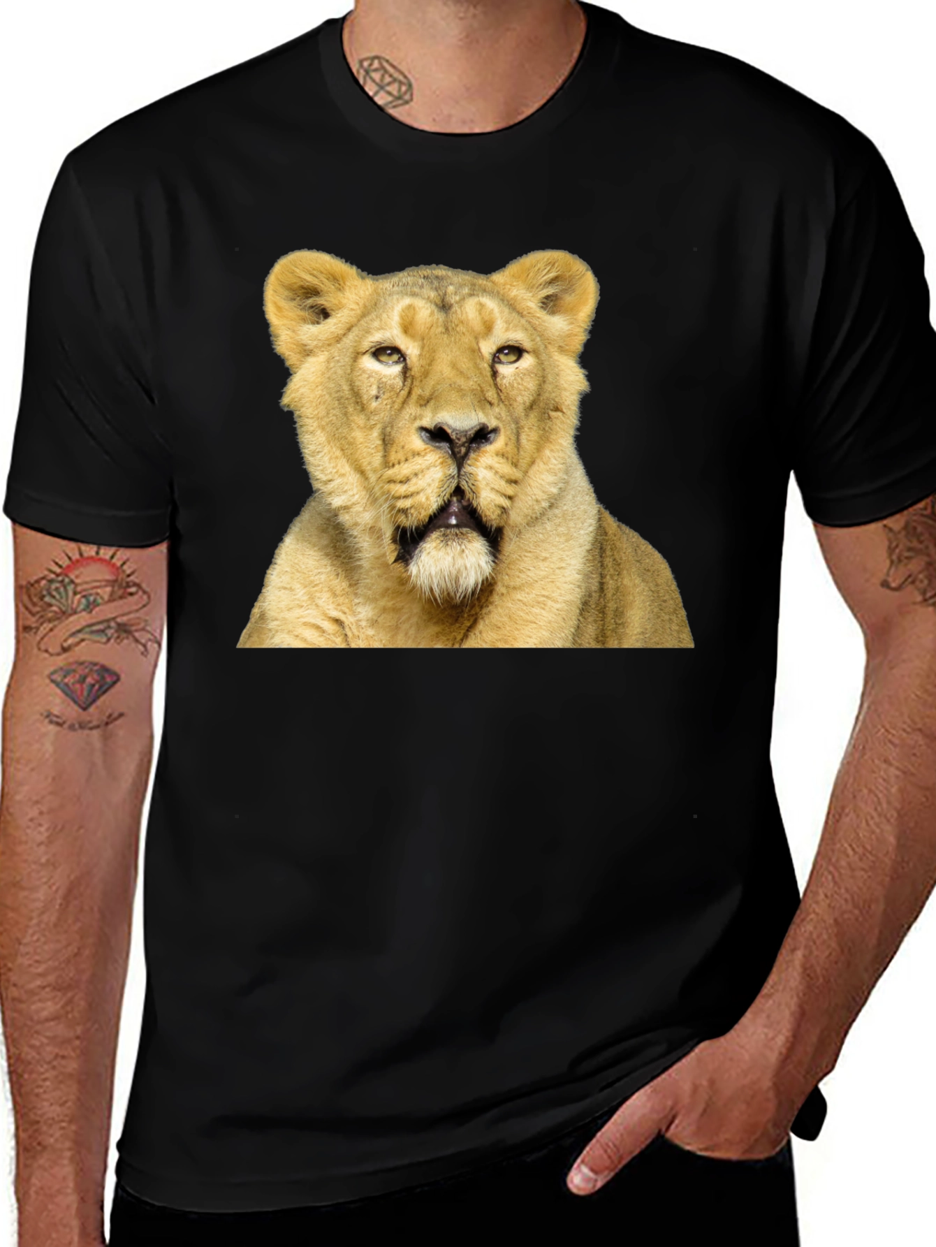 Lion Graphic T-Shirt - Black Cotton Tee