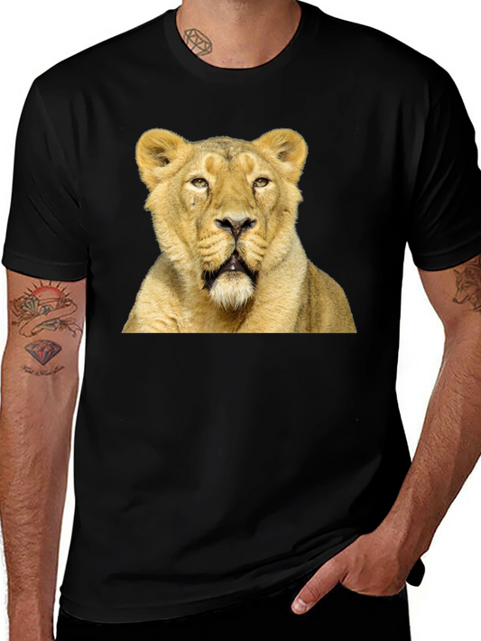 Lion Graphic T-Shirt - Black Cotton Tee