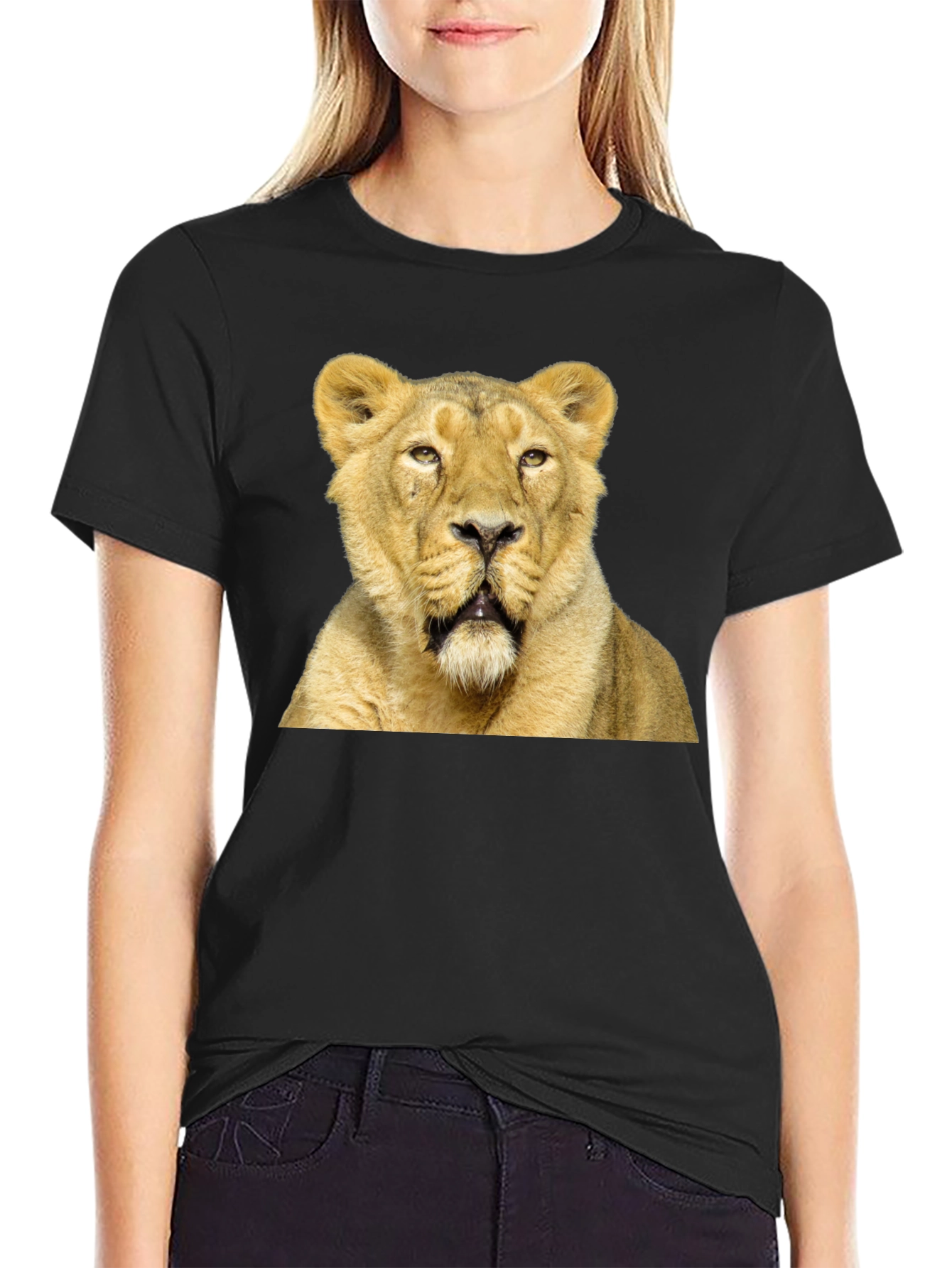 Lion Graphic T-Shirt - Black Cotton Tee