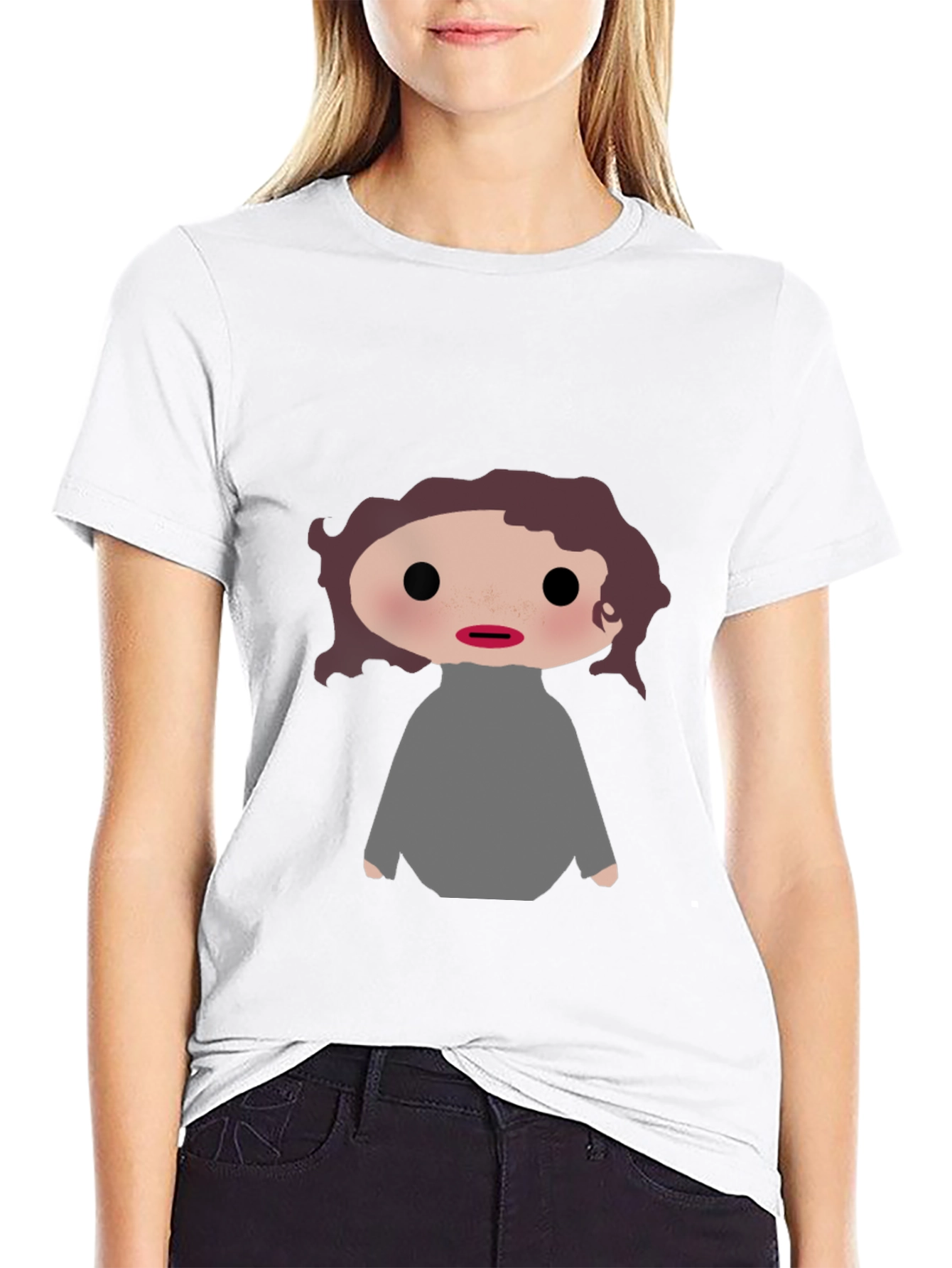 Cartoon Character Graphic T-Shirt - Black