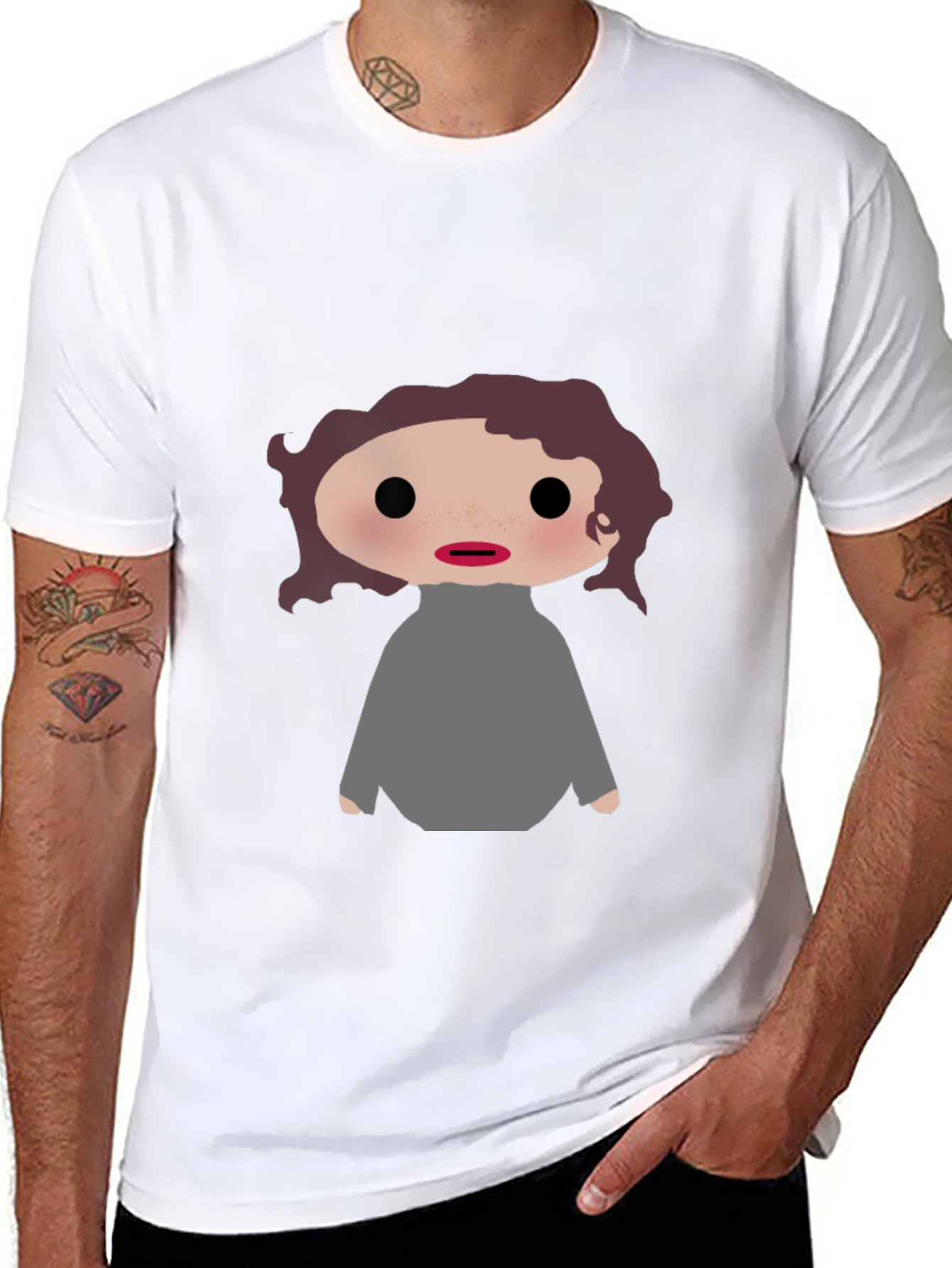 Cartoon Character Graphic T-Shirt - Black