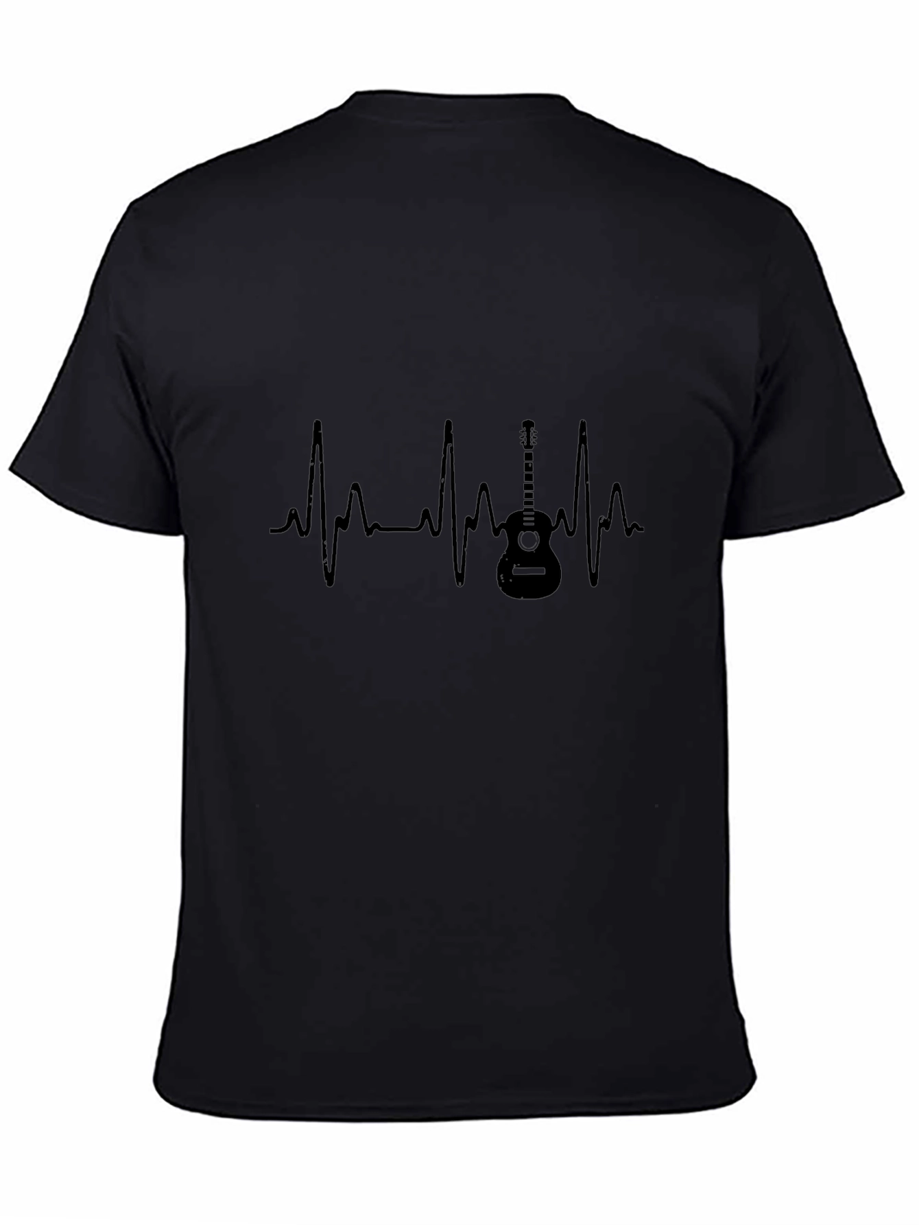 Guitar Heartbeat Graphic Tee - Black