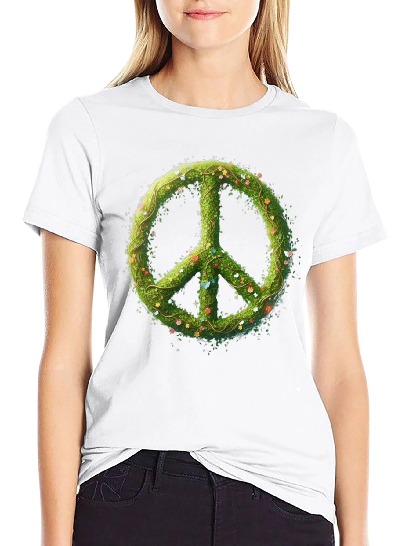Nature Peace Sign Black Graphic Tee