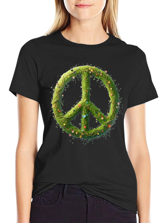 Nature Peace Sign Black Graphic Tee