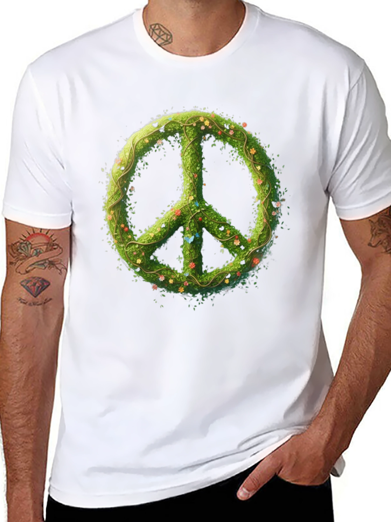 Nature Peace Sign Black Graphic Tee