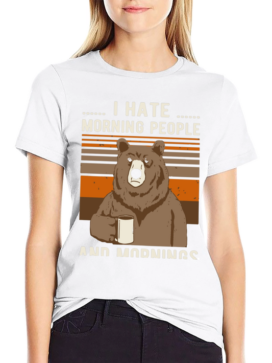 I Hate Morning People Bear Graphic T-Shirt