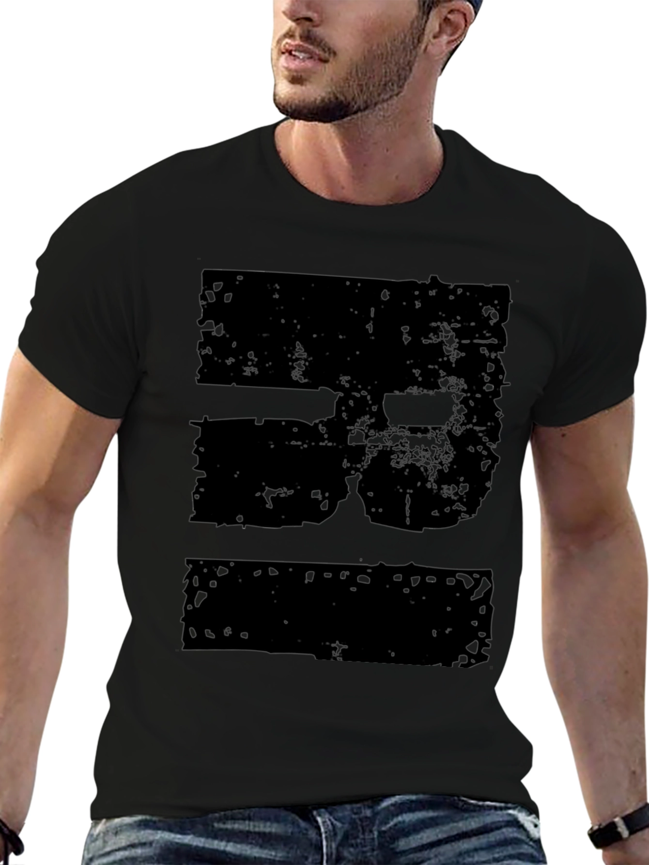 Distressed Graphic T-Shirt - Black
