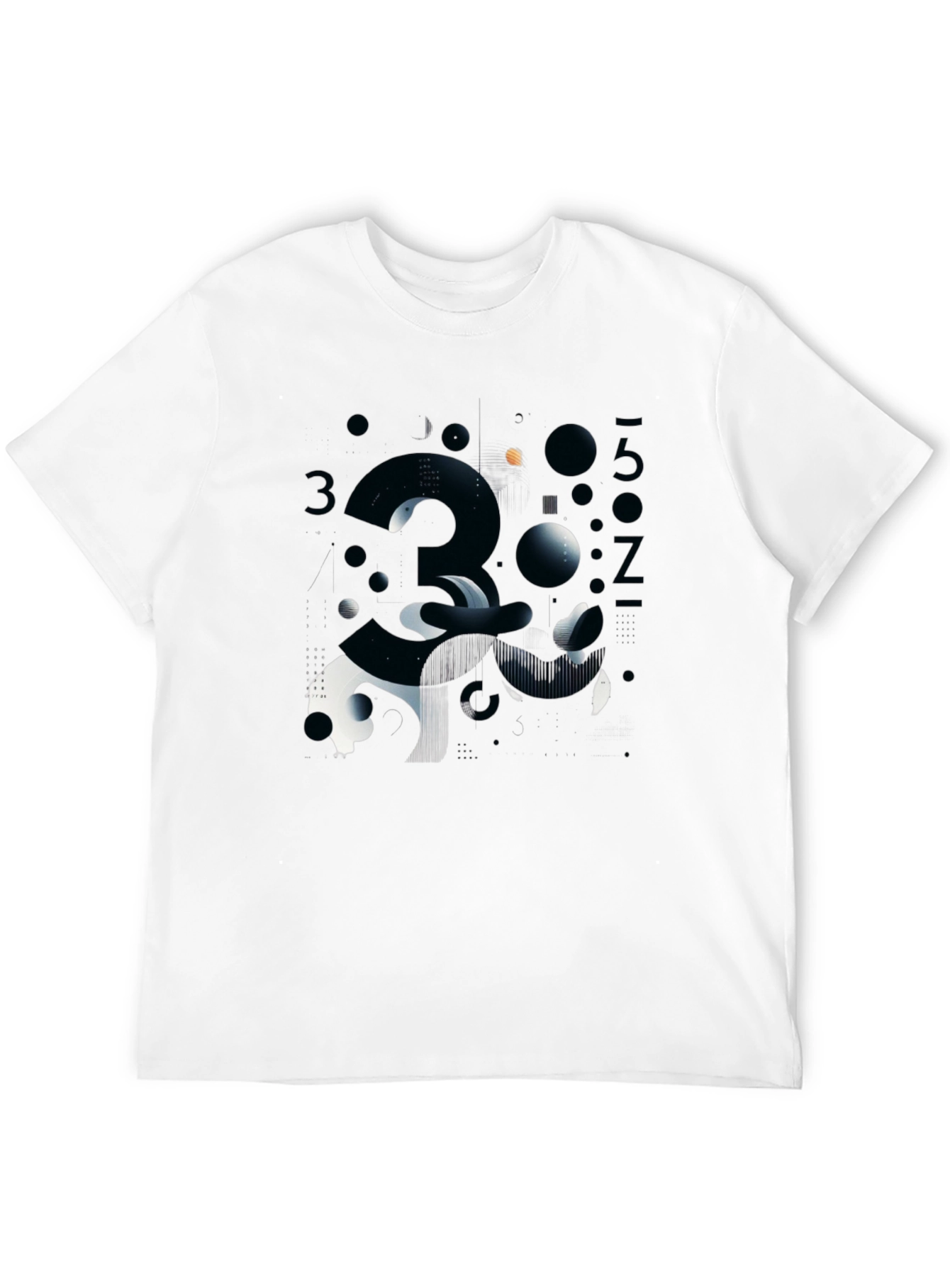 Abstract Number Graphic Print Black T-Shirt