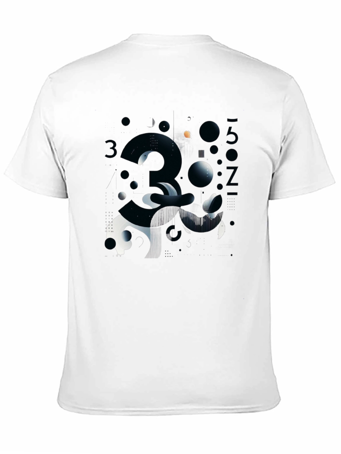 Abstract Number Graphic Print Black T-Shirt