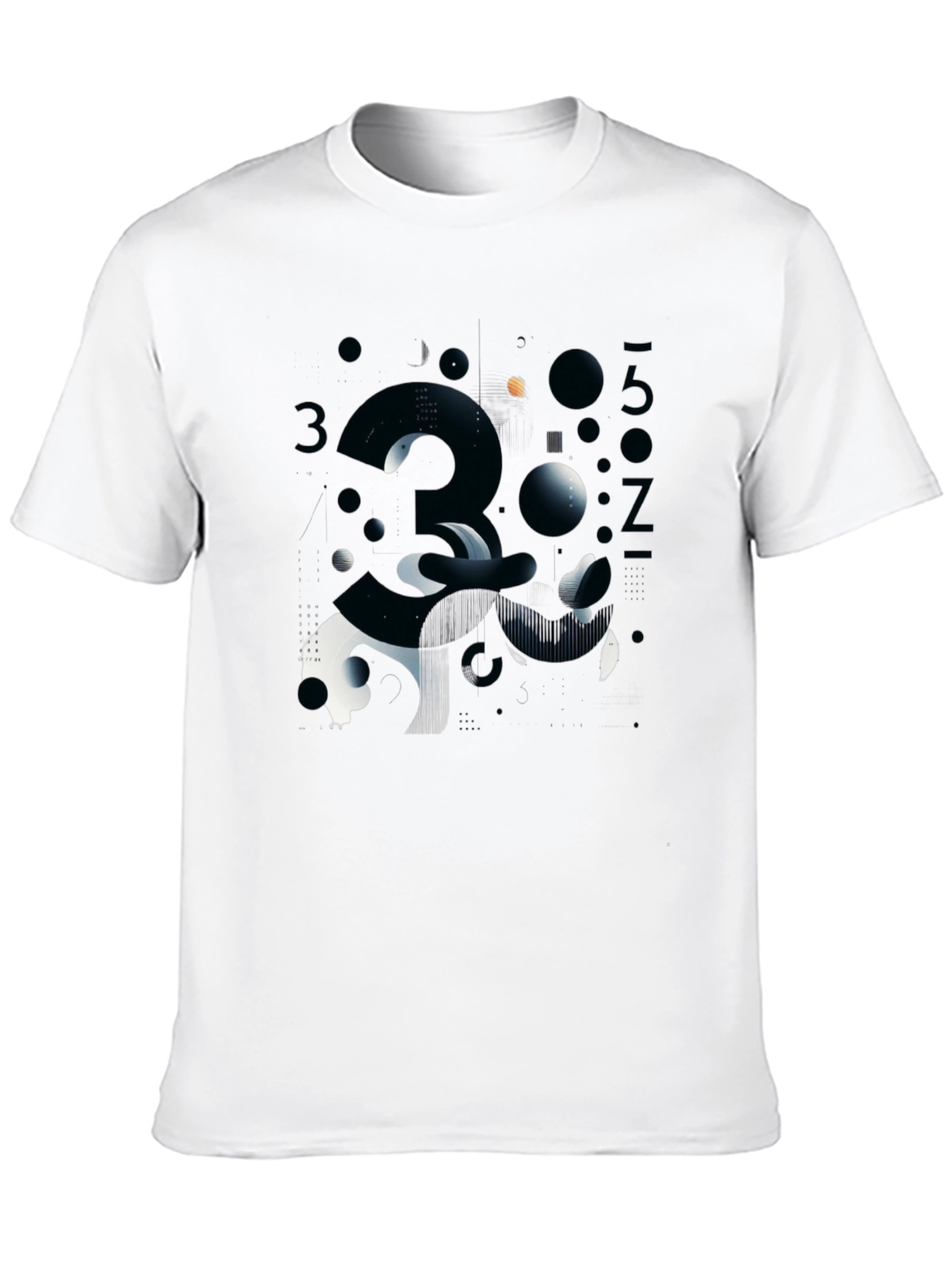 Abstract Number Graphic Print Black T-Shirt