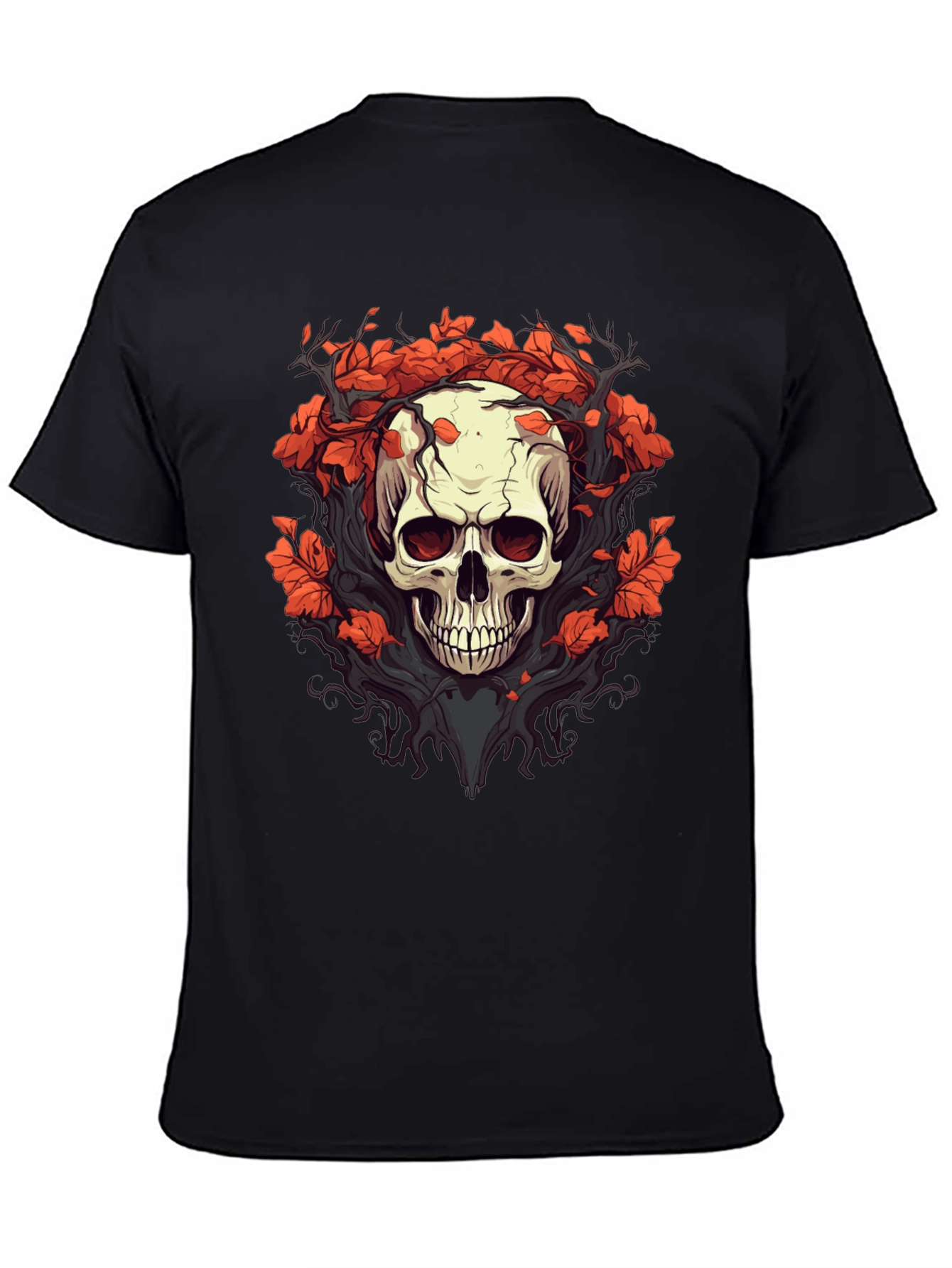 Skull & Floral Graphic Tee - Black T-Shirt
