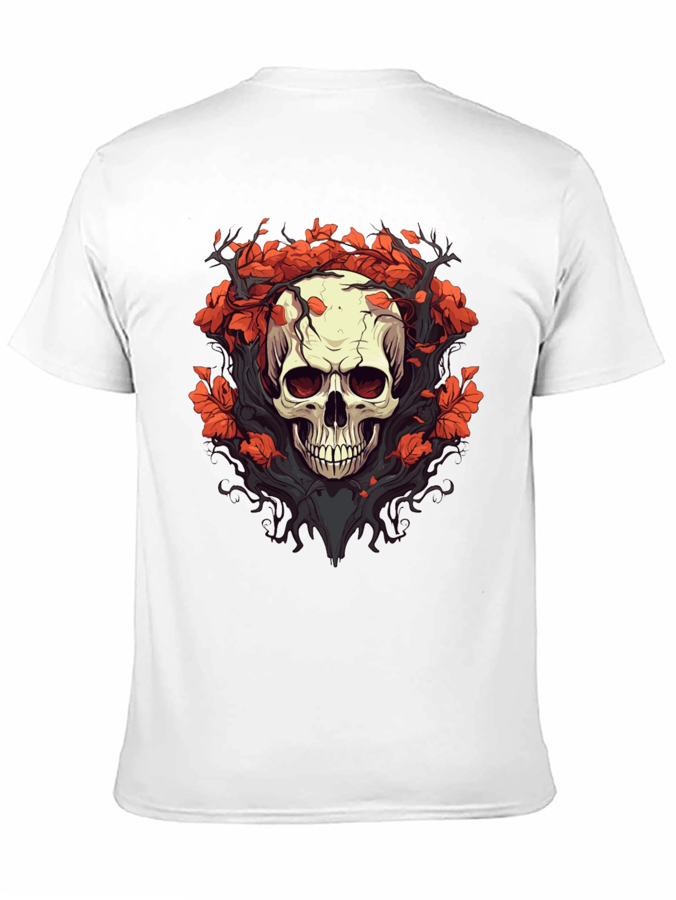 Skull & Floral Graphic Tee - Black T-Shirt