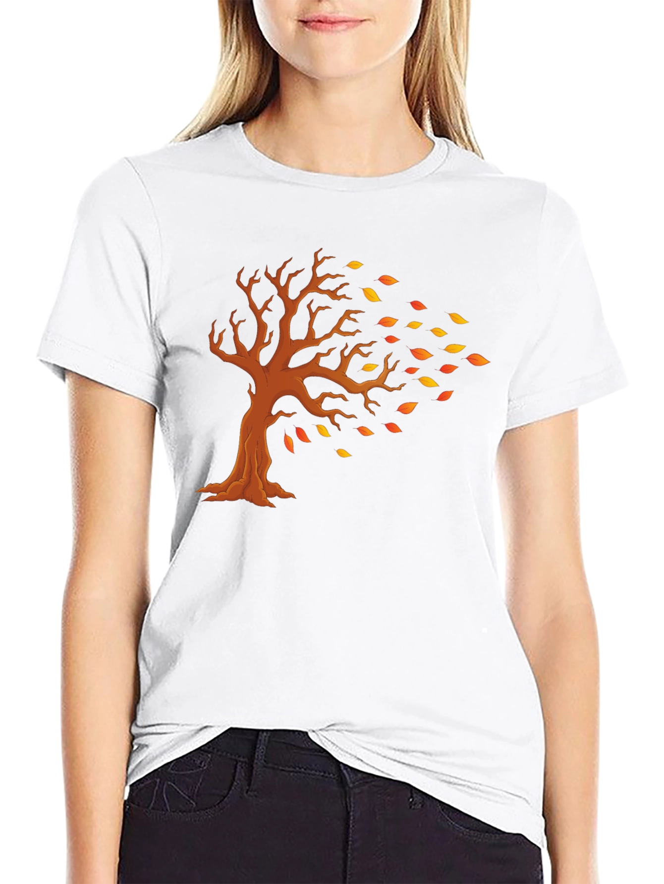 Fall Tree Graphic Tee - Black Cotton T-Shirt