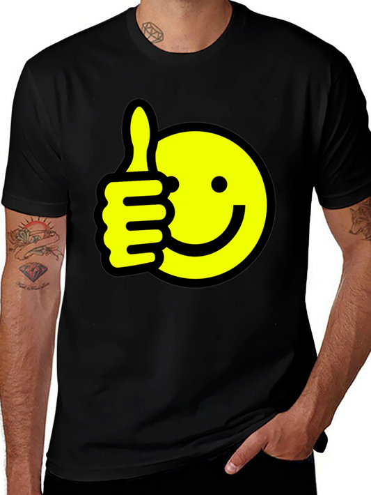 Thumbs Up Smiley Face Black T-Shirt