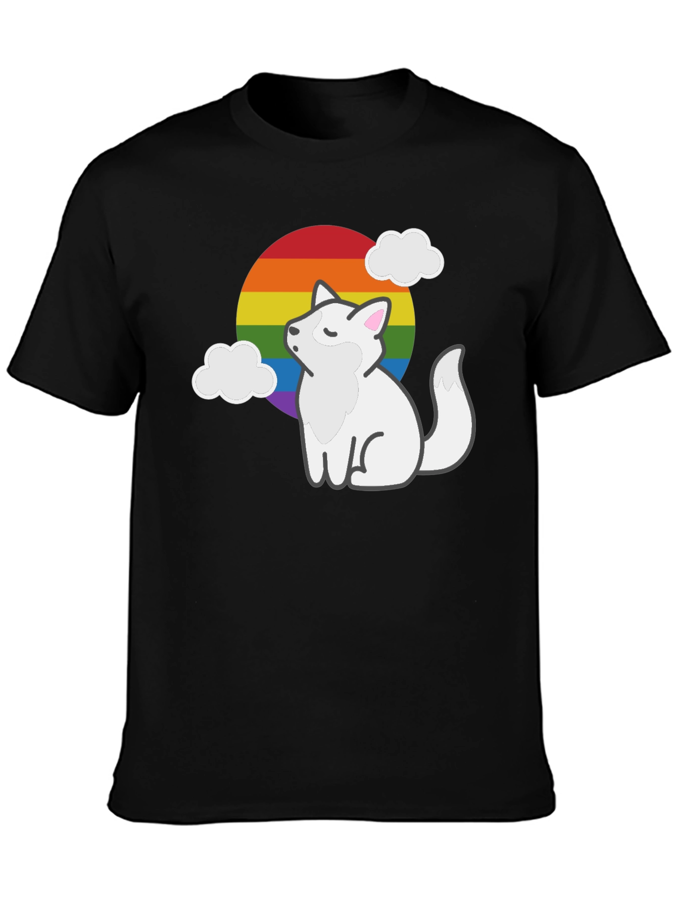 Rainbow Pride Fox Black T-Shirt