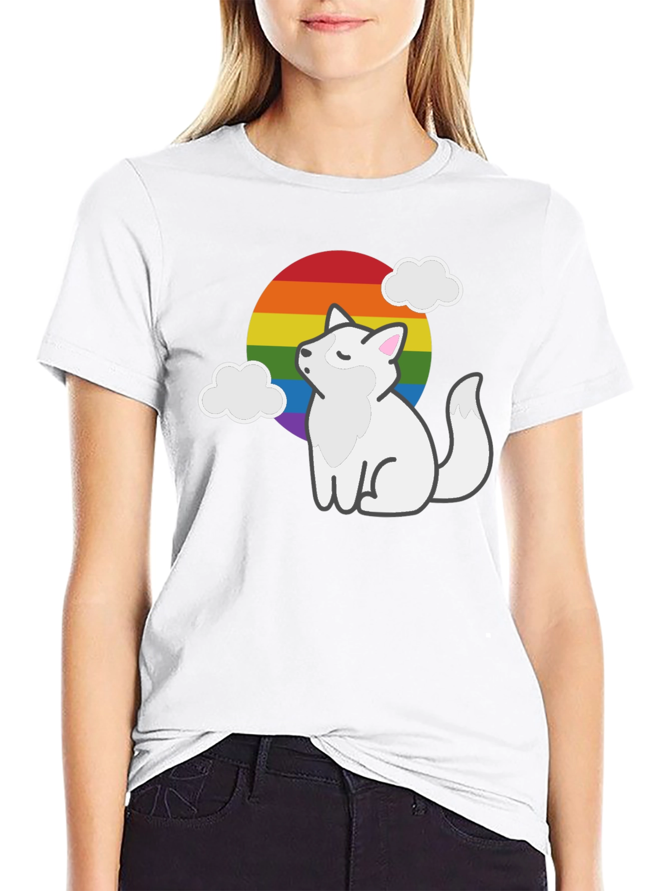 Rainbow Pride Fox Black T-Shirt