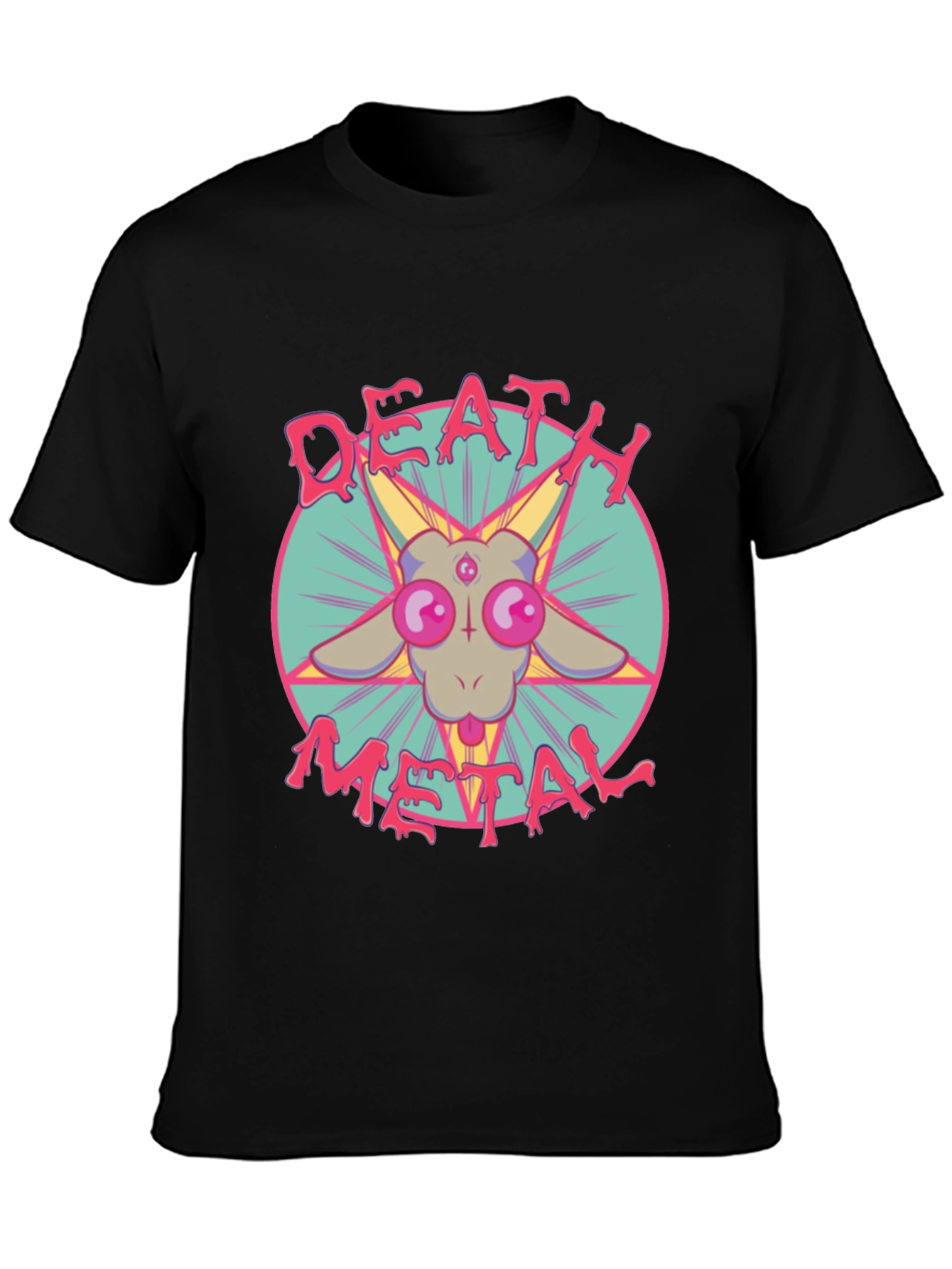Death Metal Baphomet Graphic Tee - Black