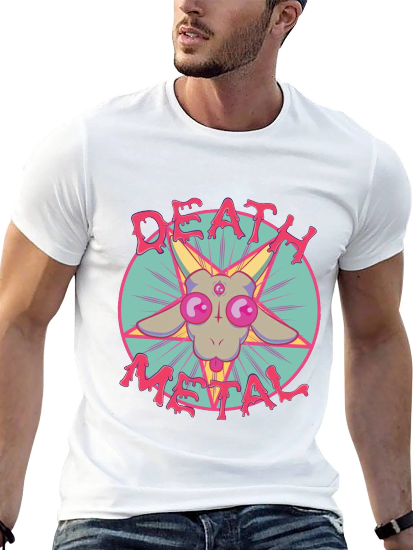 Death Metal Baphomet Graphic Tee - Black