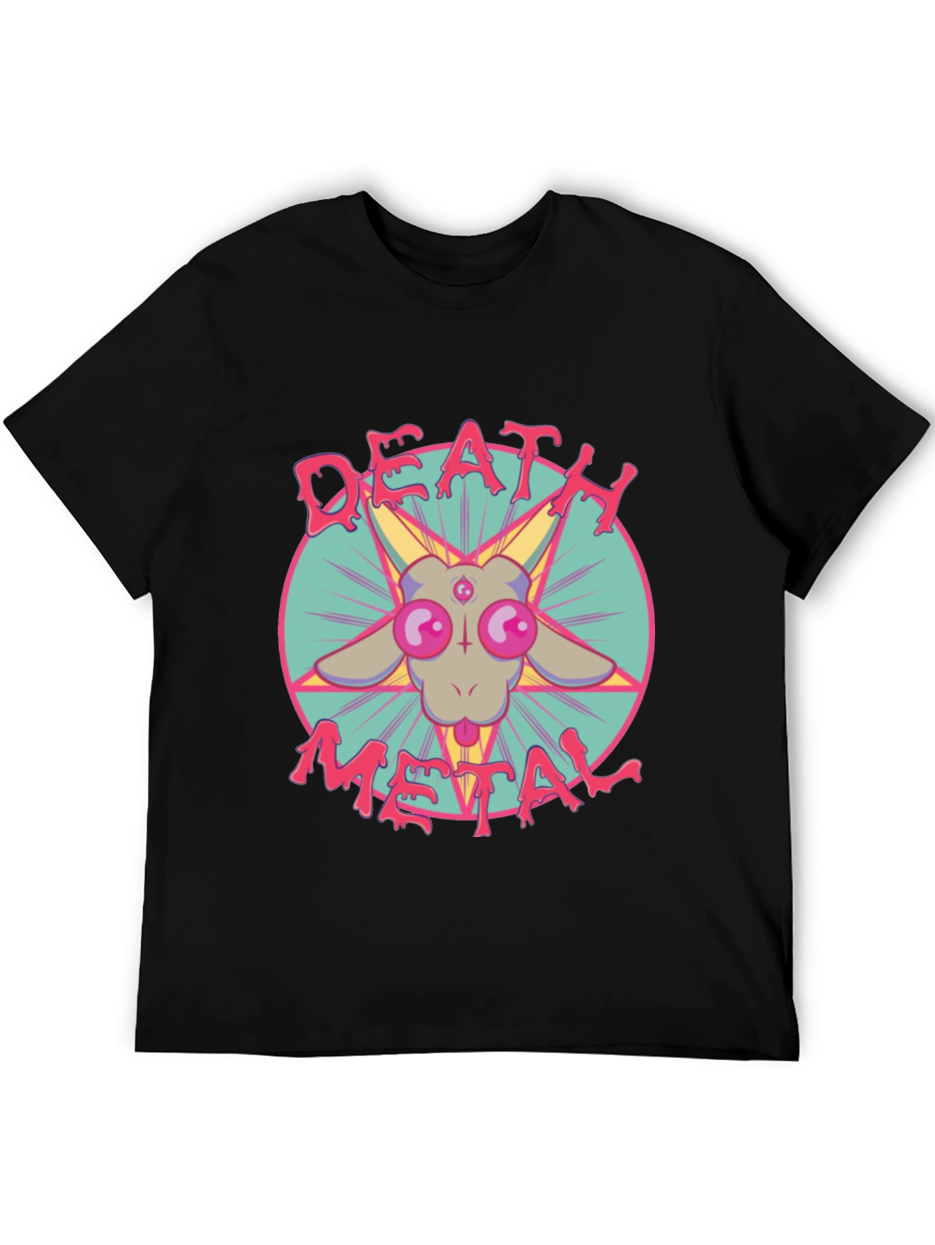 Death Metal Baphomet Graphic Tee - Black
