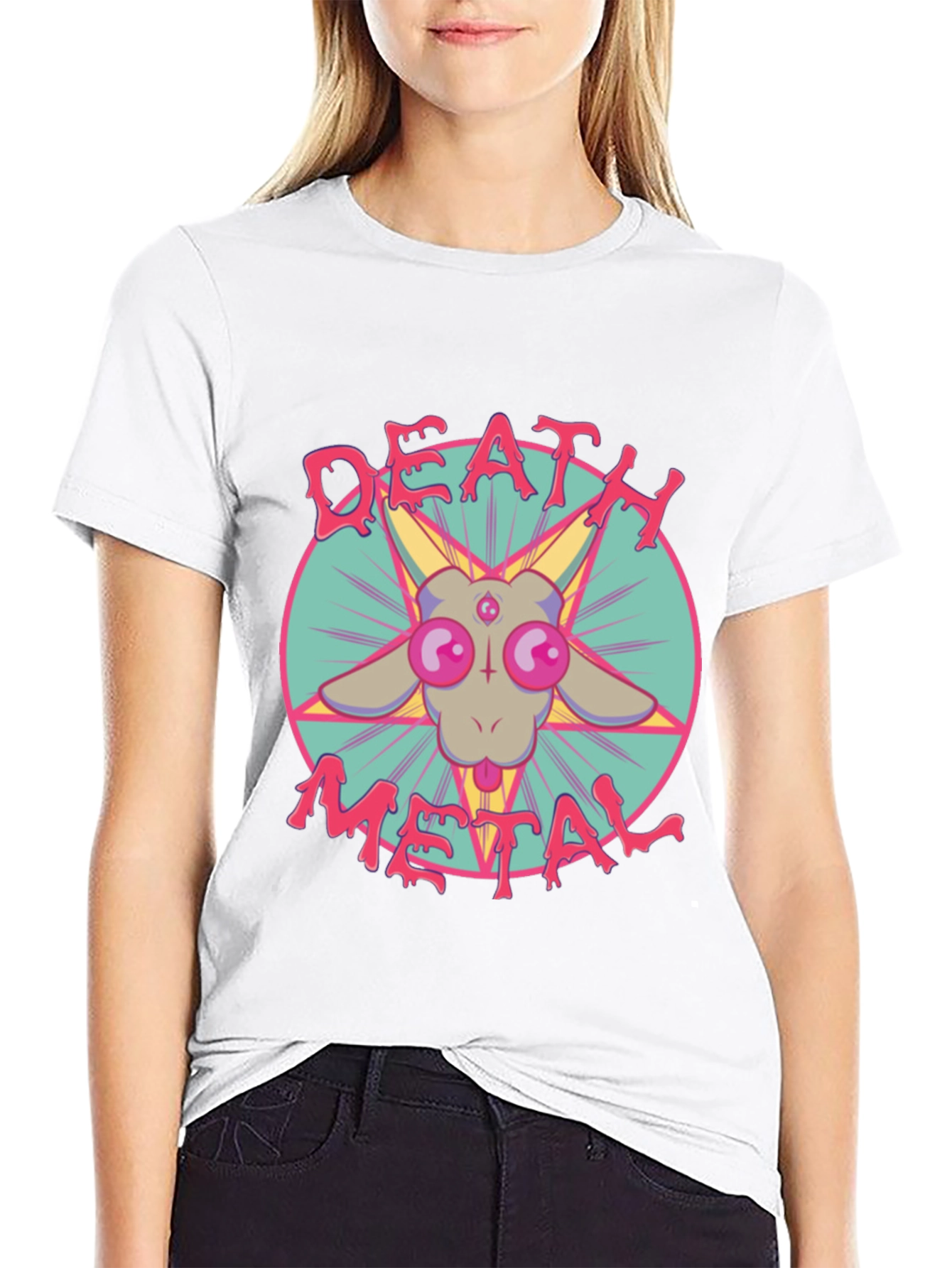 Death Metal Baphomet Graphic Tee - Black