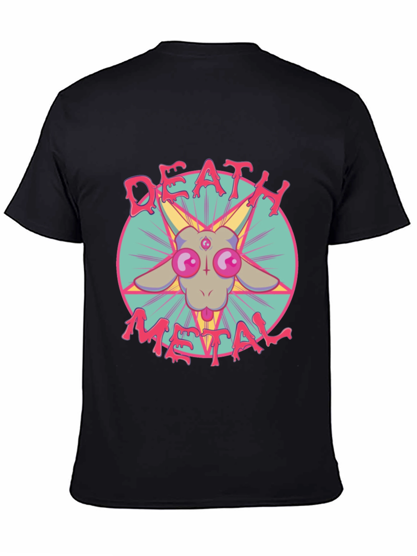 Death Metal Baphomet Graphic Tee - Black
