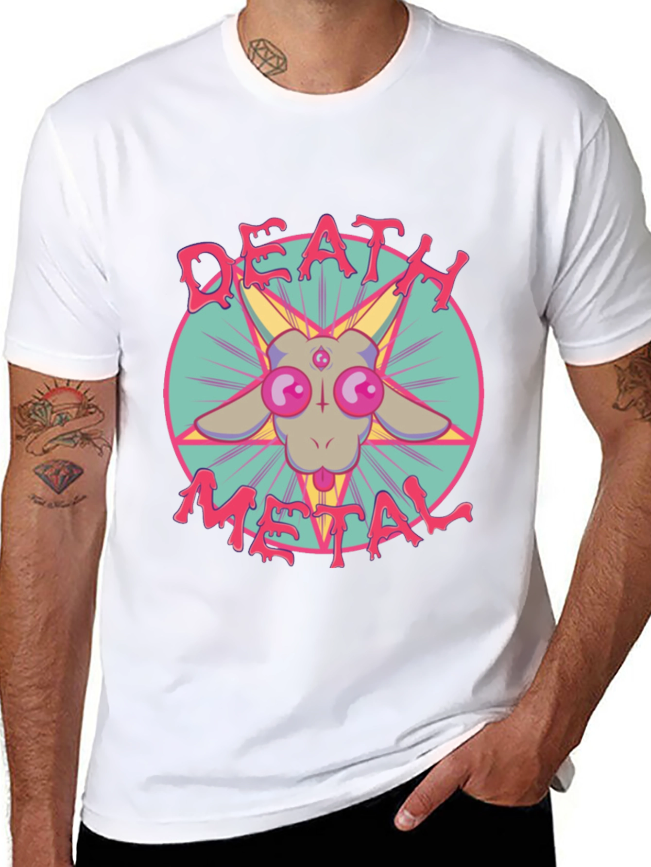 Death Metal Baphomet Graphic Tee - Black