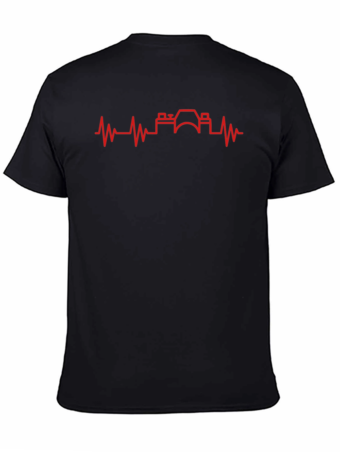 Photographer Heartbeat Graphic Tee - Black Cotton