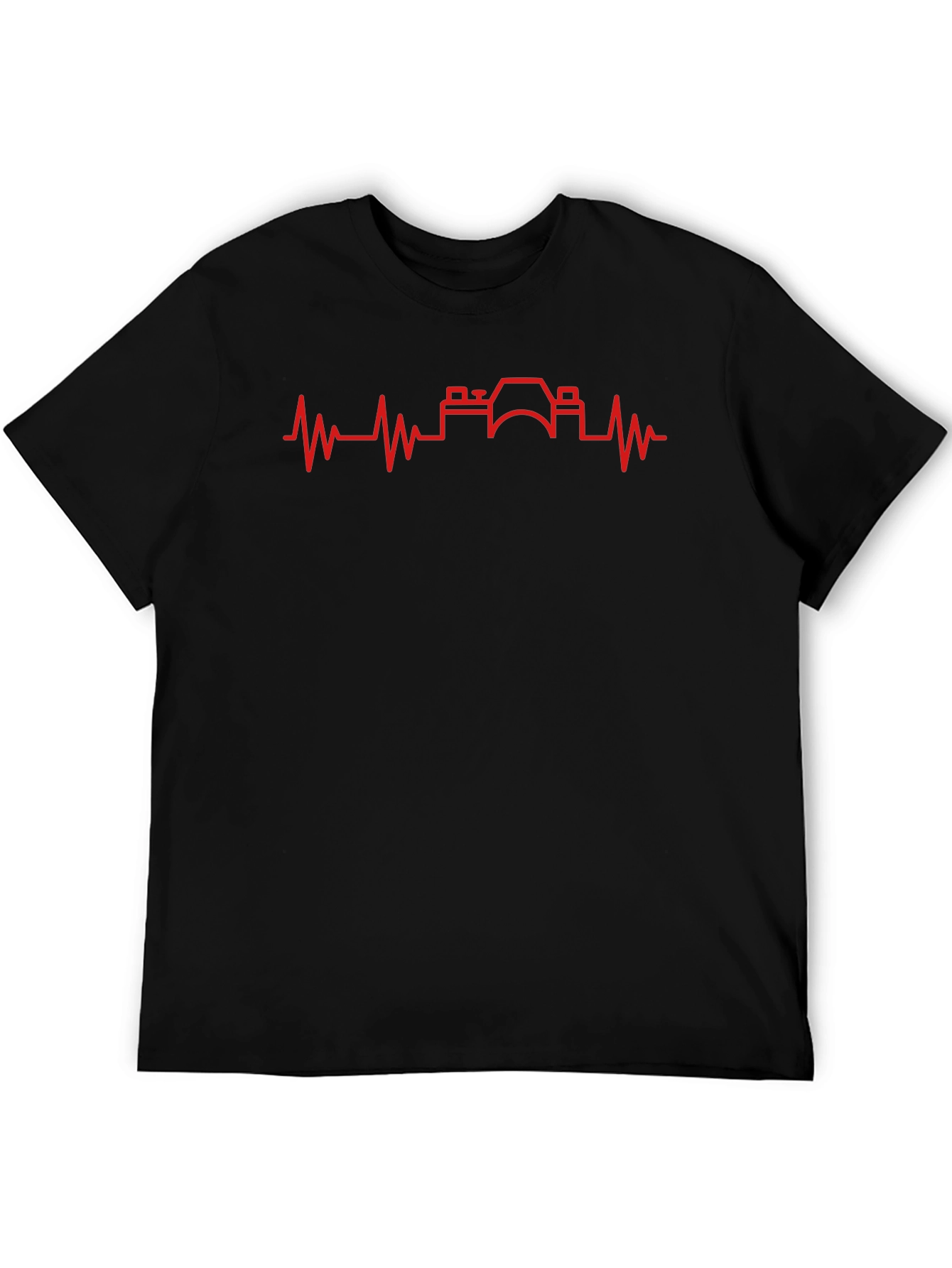 Photographer Heartbeat Graphic Tee - Black Cotton