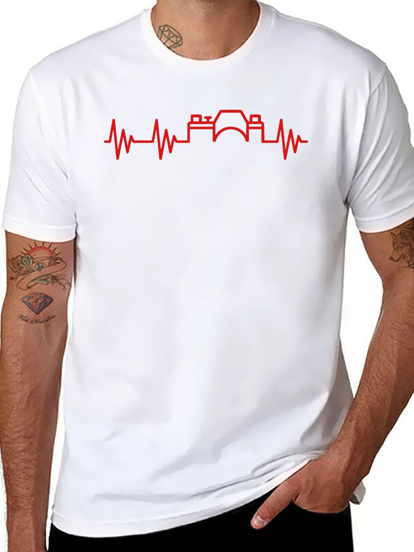 Photographer Heartbeat Graphic Tee - Black Cotton