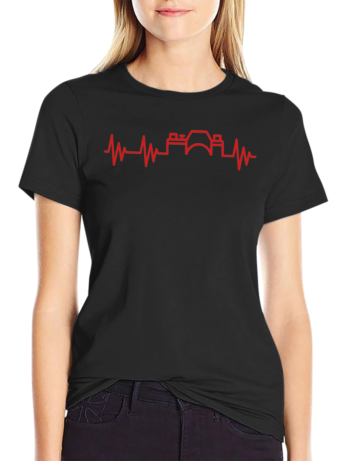 Photographer Heartbeat Graphic Tee - Black Cotton