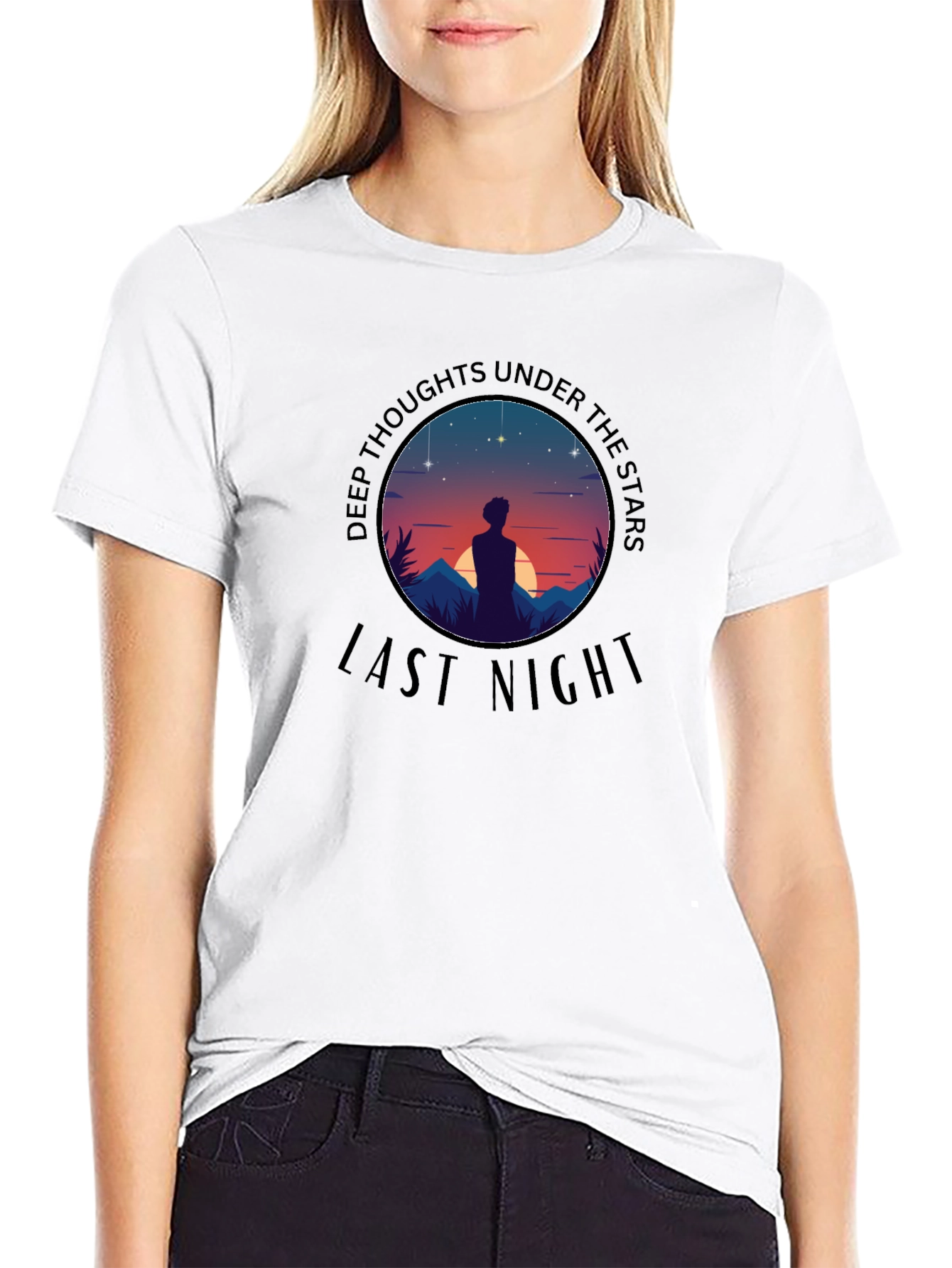 Deep Thoughts Under the Stars Black T-Shirt