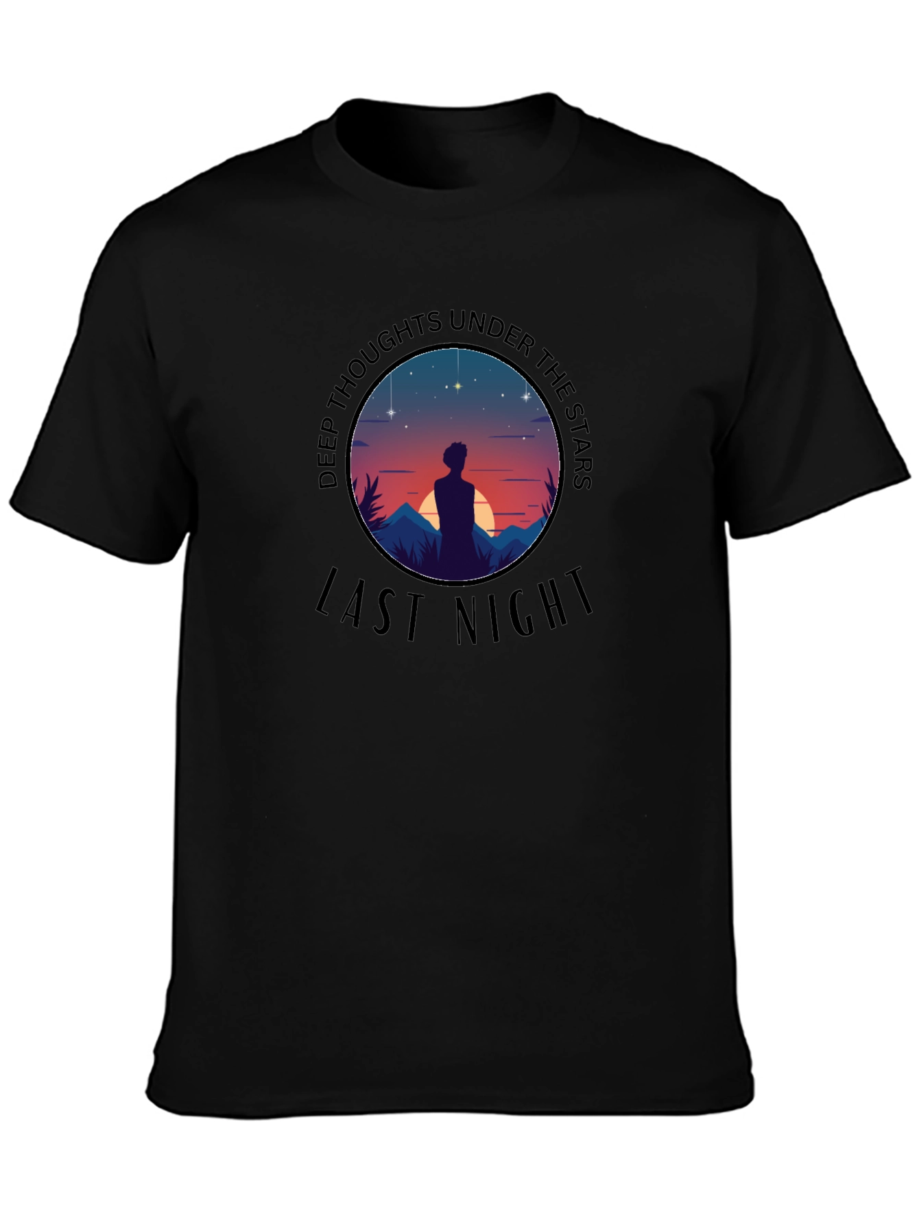 Deep Thoughts Under the Stars Black T-Shirt