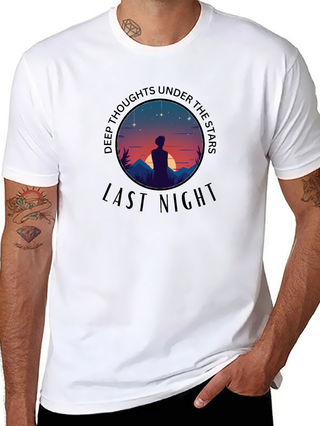 Deep Thoughts Under the Stars Black T-Shirt