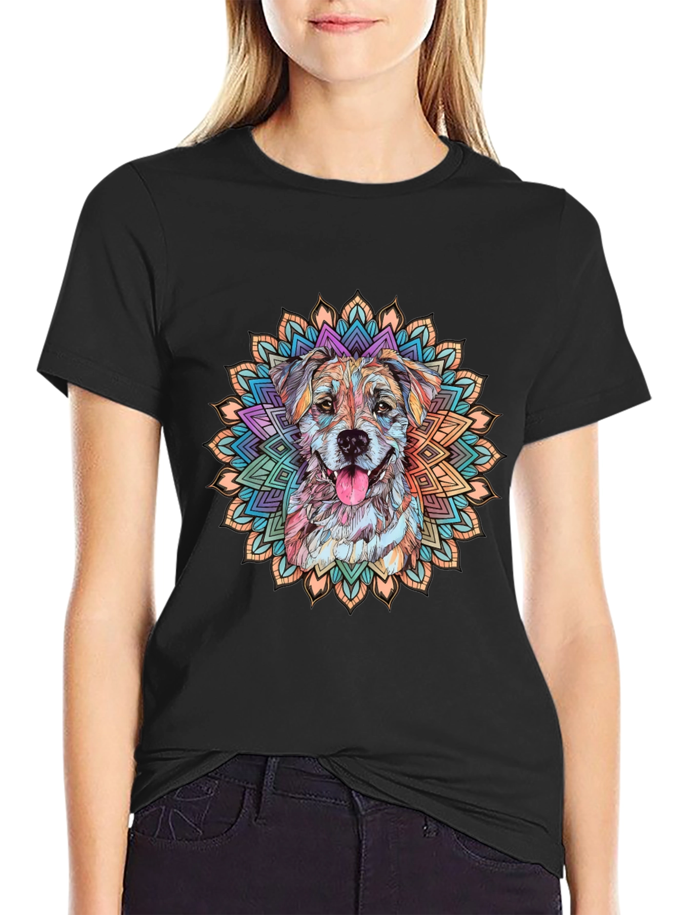 Dog Mandala Graphic Tee - Stylish & Comfortable