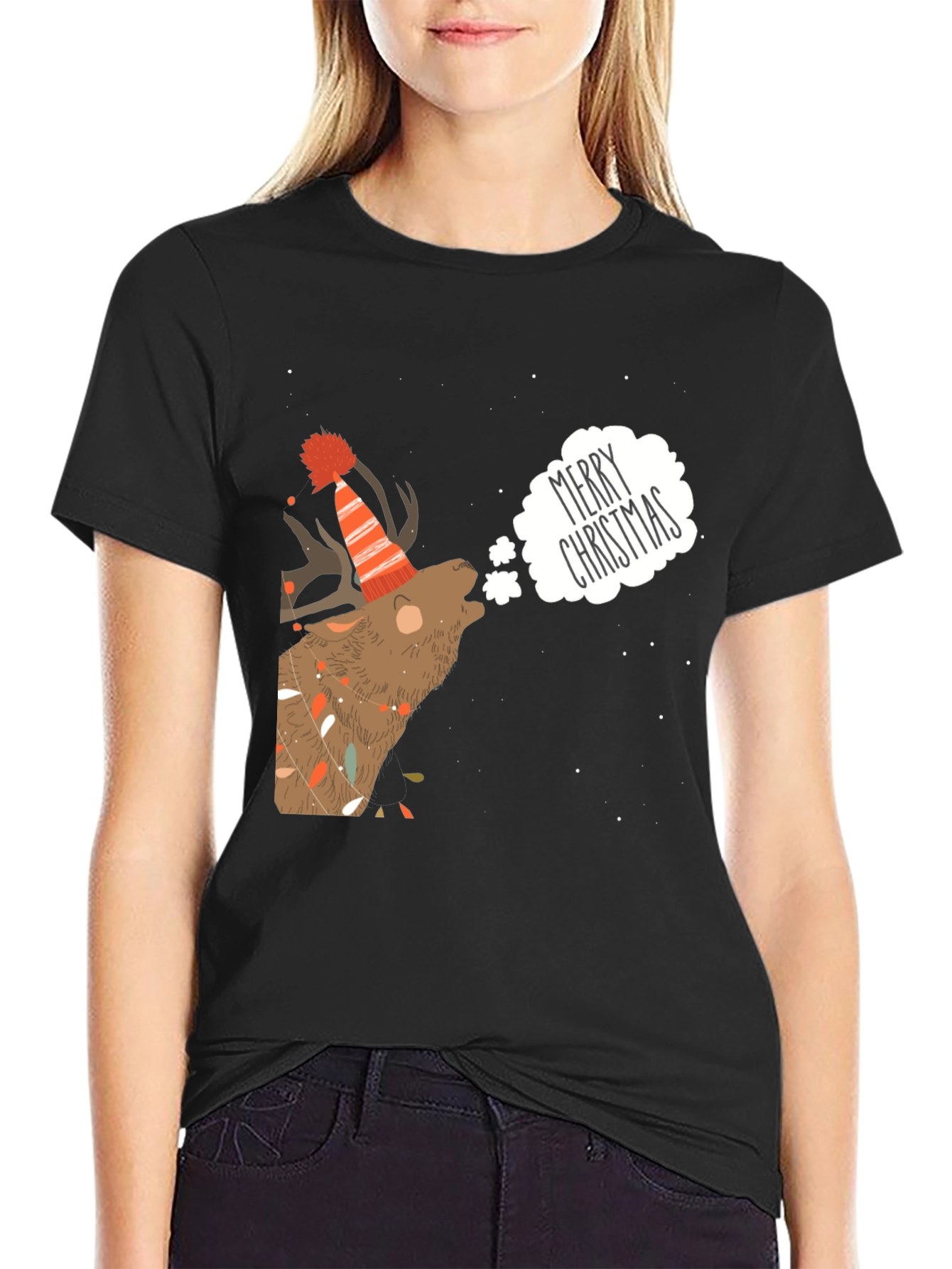 Merry Christmas Reindeer Graphic Tee