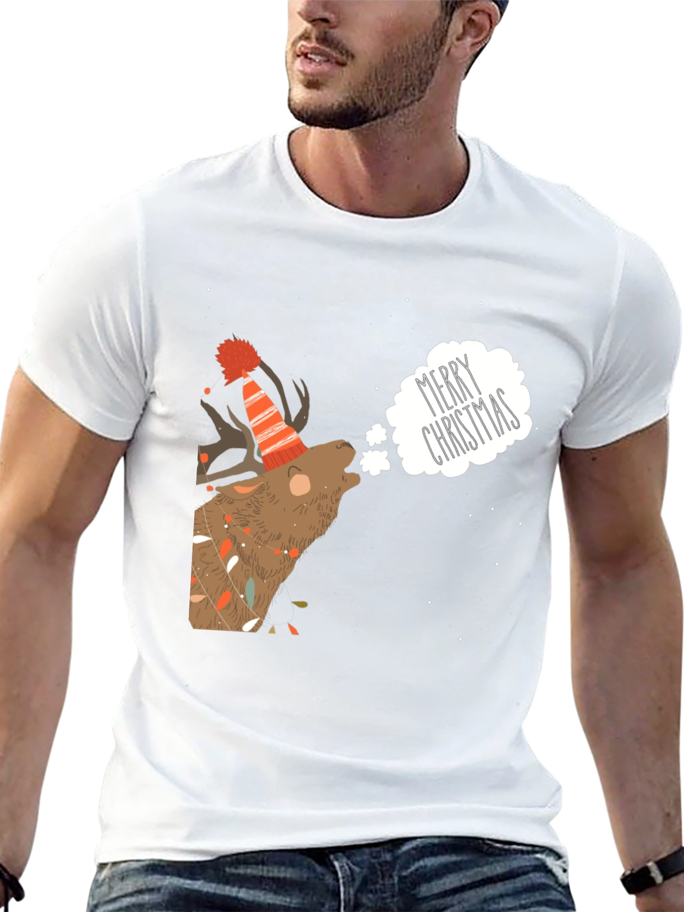 Merry Christmas Reindeer Graphic Tee