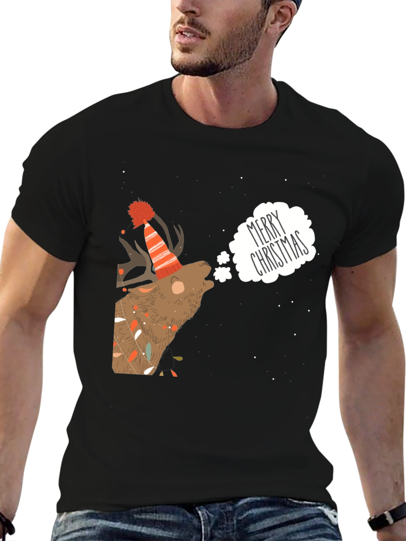 Merry Christmas Reindeer Graphic Tee