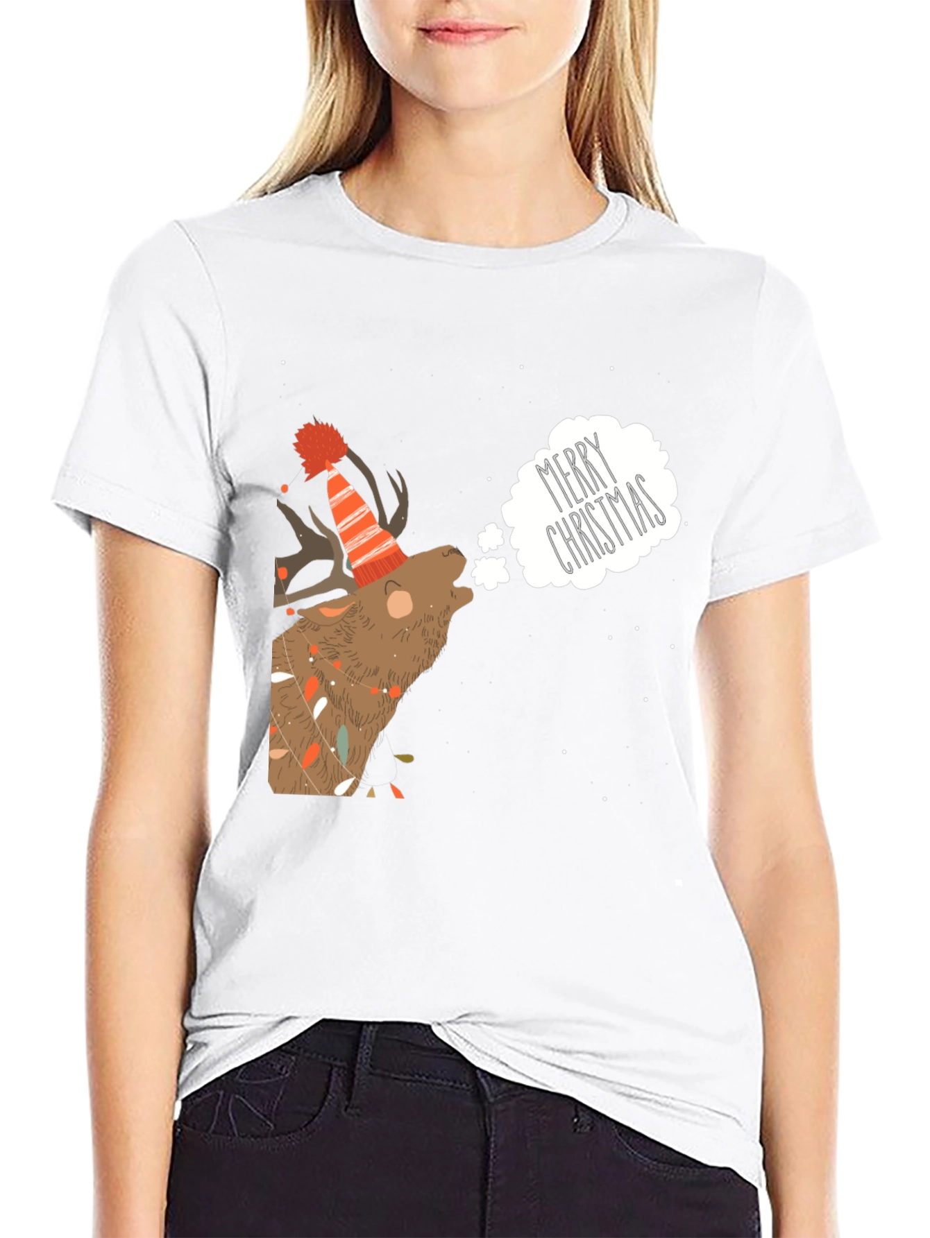 Merry Christmas Reindeer Graphic Tee